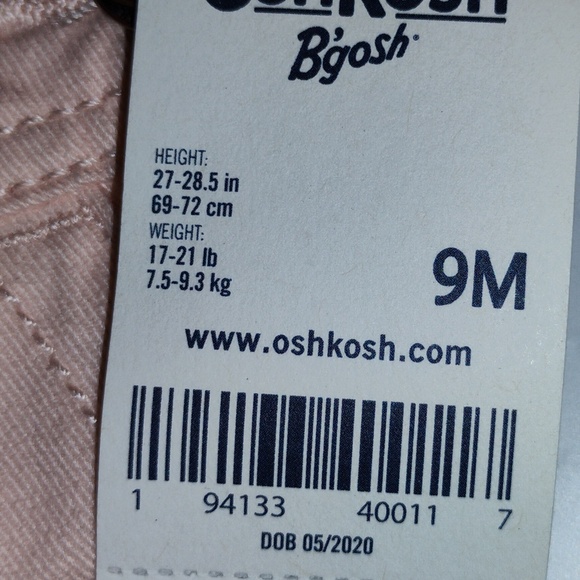 OSHKOSH B'GOSH:  Baby Girl's HEART RUFFLE Overalls in Pink - Picture 4 of 4